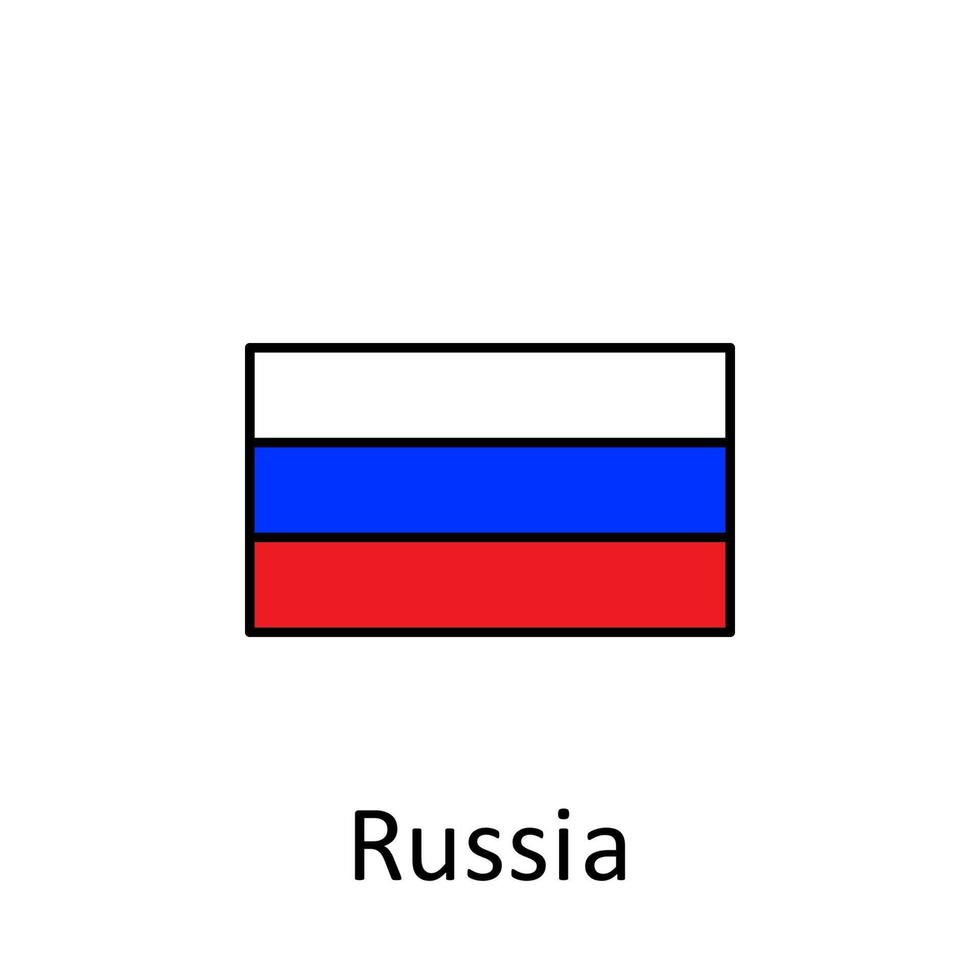 National flag of Russia in simple colors with name vector icon illustration