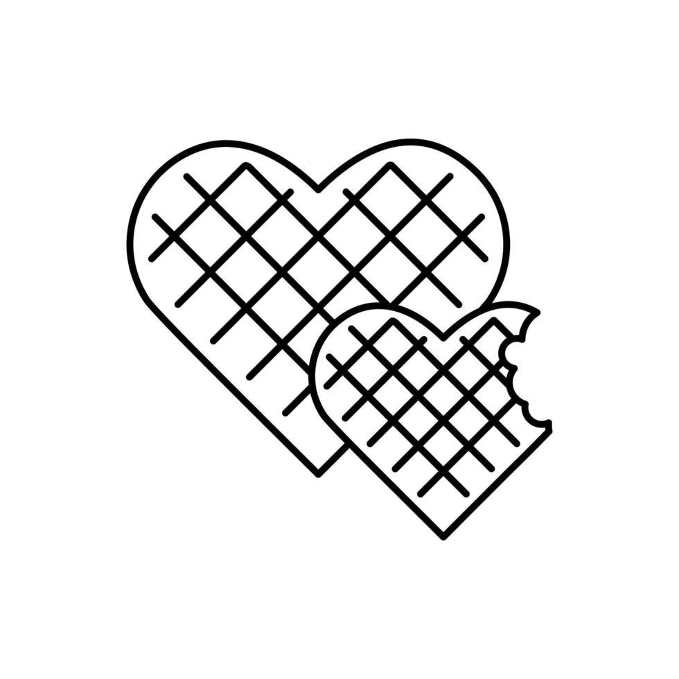 Waffles, heart vector icon illustration
