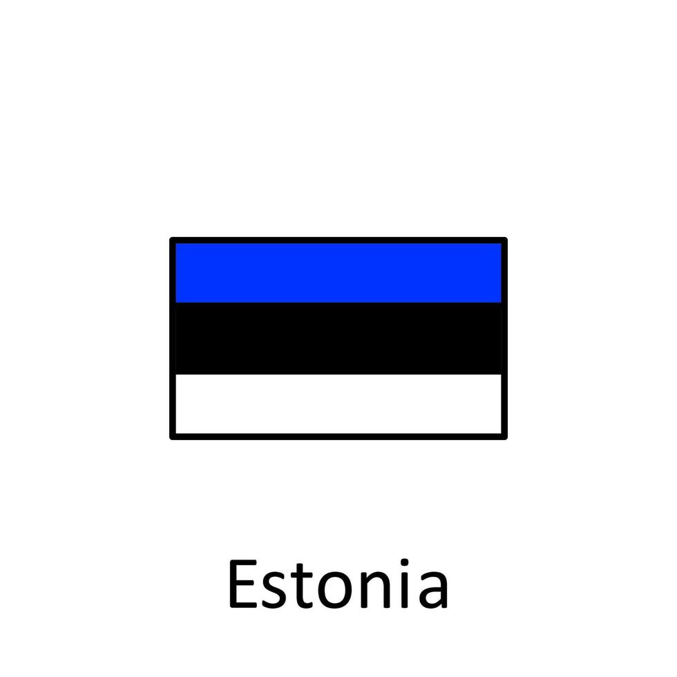 National flag of Estonia in simple colors with name vector icon illustration