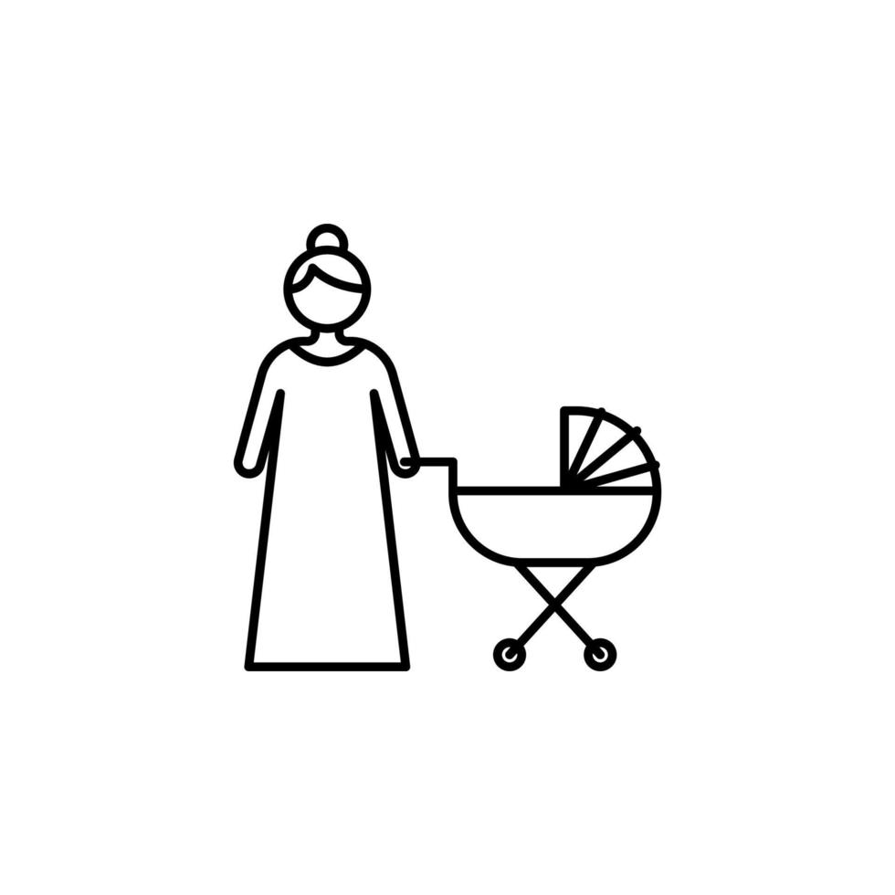 Mother, pushchair vector icon illustration