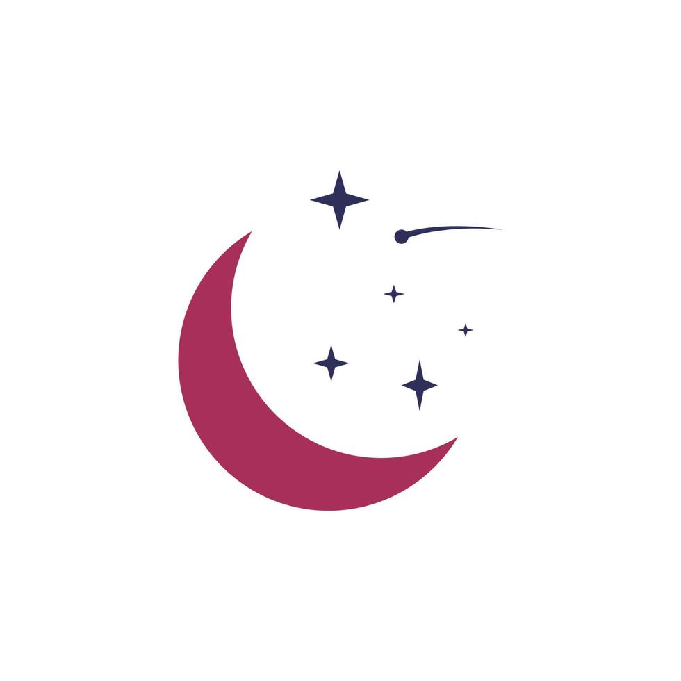 crescent moon and stars colored vector icon illustration