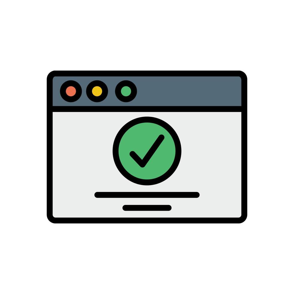 Browser, web site, check mark, approve vector icon illustration