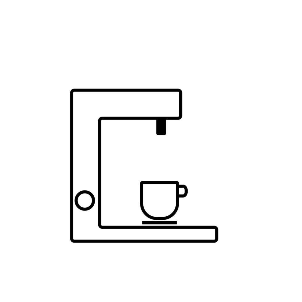 coffee machine simple line vector icon illustration