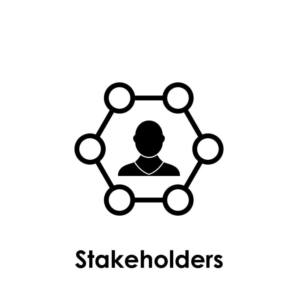 man, hexagon, stakeholders vector icon illustration