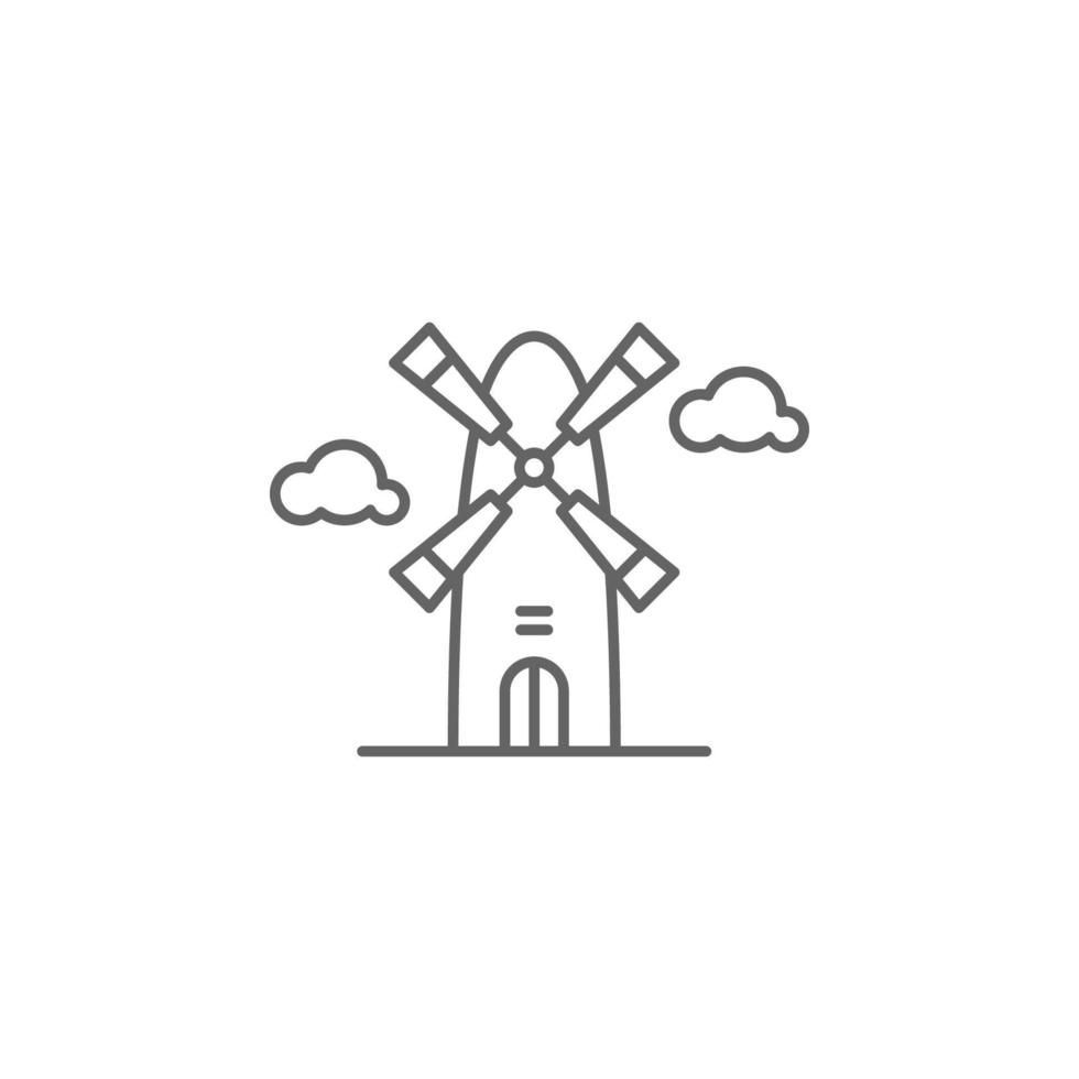 Windmill, Holland vector icon illustration