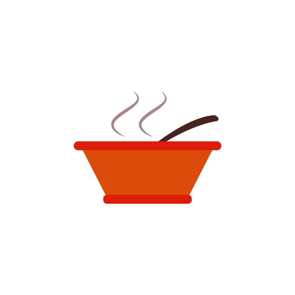 bowl of soup colored vector icon illustration