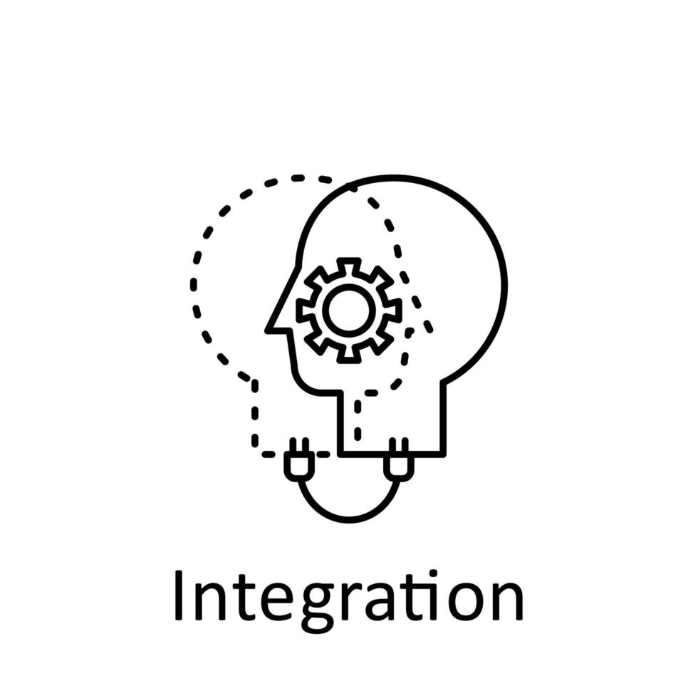 Human, socket, gear in mind vector icon illustration
