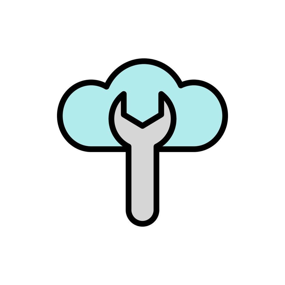 Cloud, wrench vector icon illustration