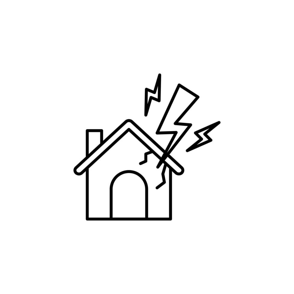 House, lightning, destruction vector icon illustration