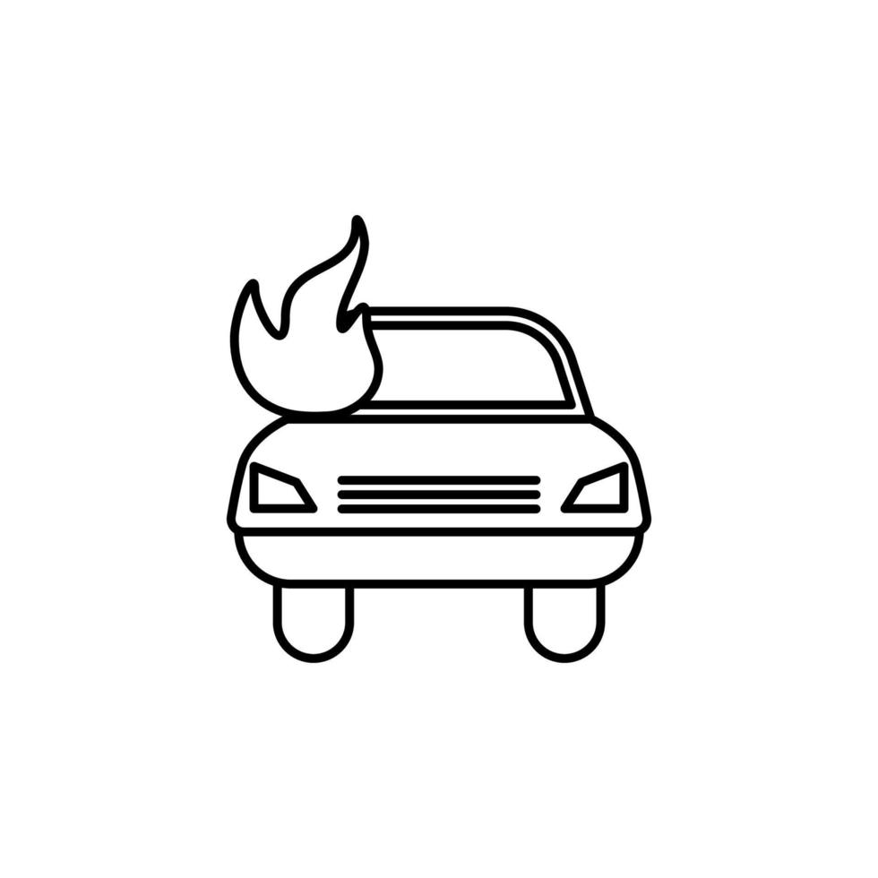 coche fuego línea vector icono ilustración