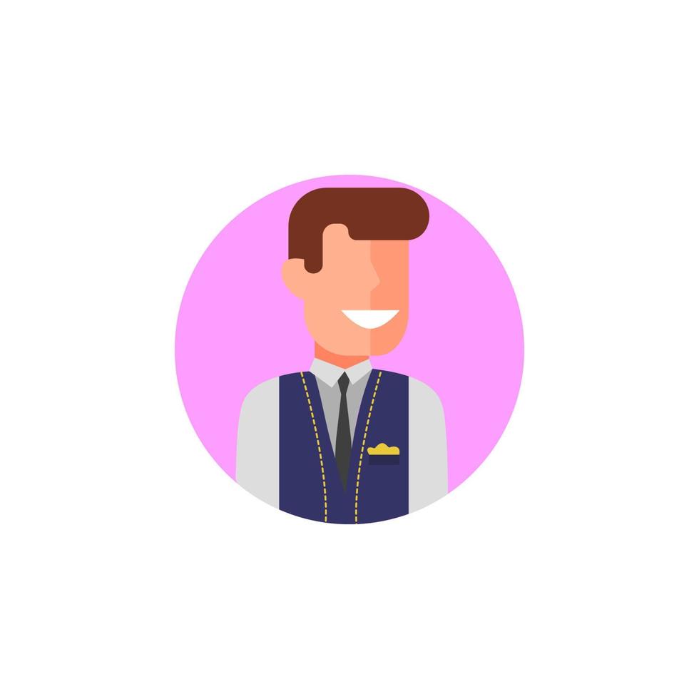 colored avatar of waiter vector icon illustration