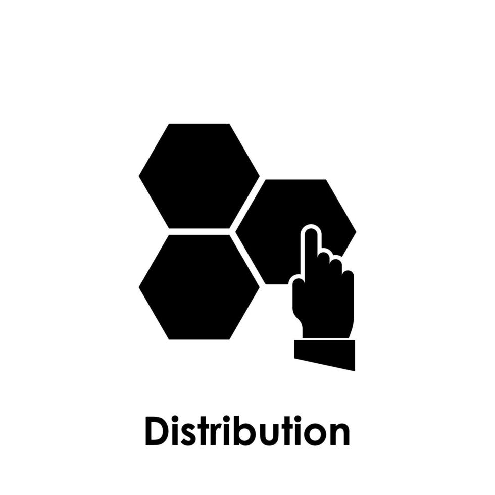 distribution, hand, hexagon vector icon illustration