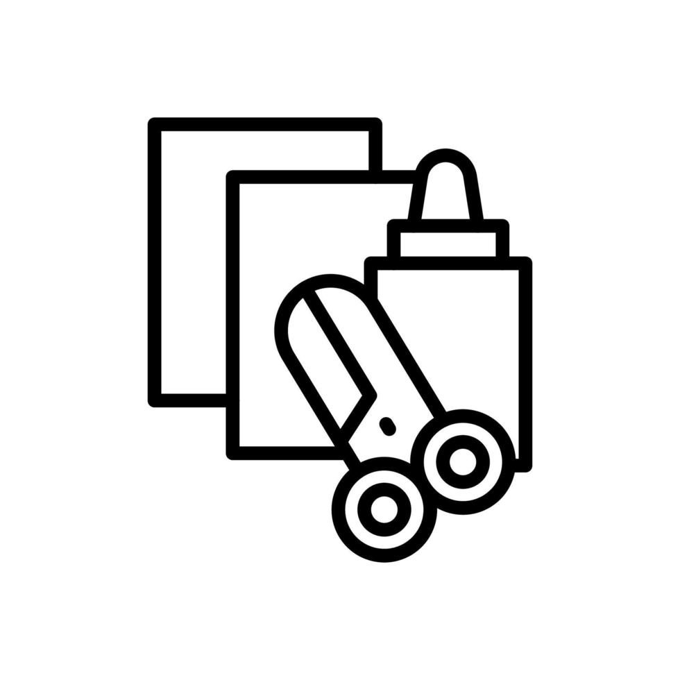Scissors, glue, paper vector icon illustration