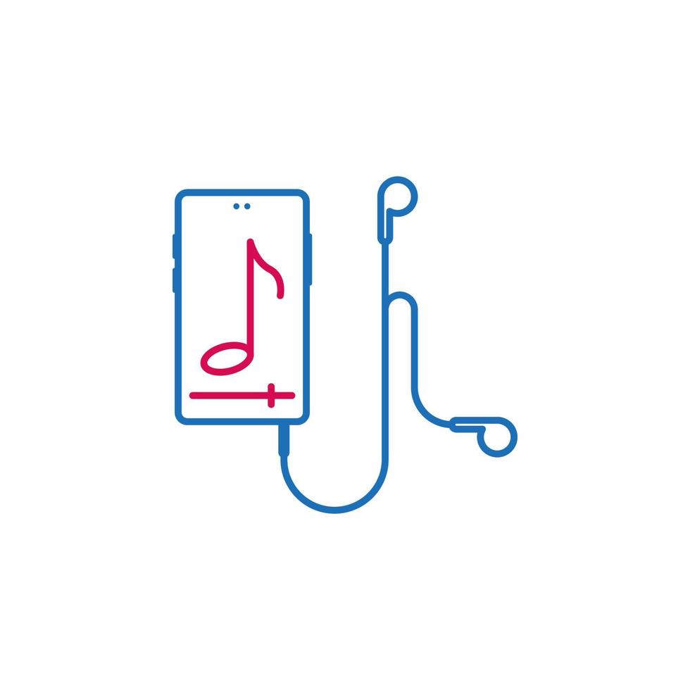 escuchar, música, teléfono vector icono ilustración