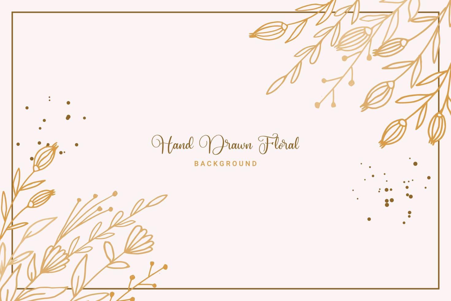 Elegant golden floral background with hand drawn flowers and leaves illustration decoration vector