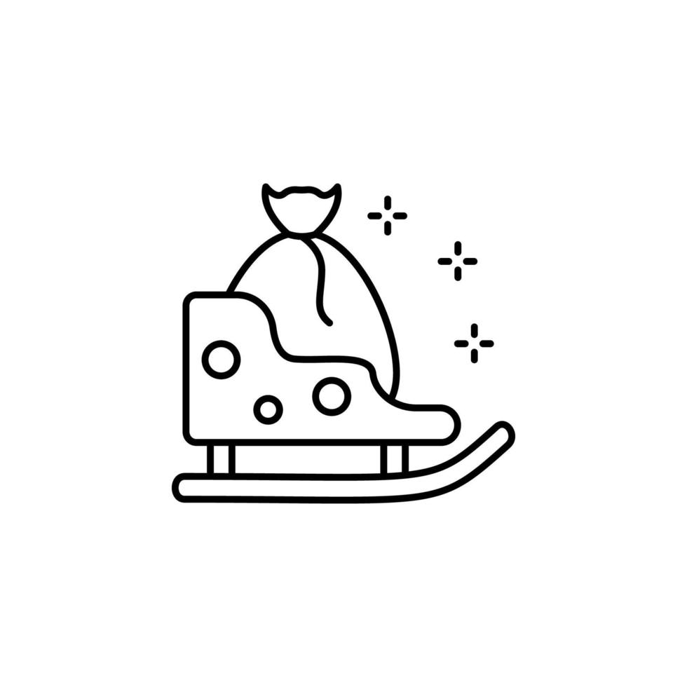 Sleigh, bag, present vector icon illustration