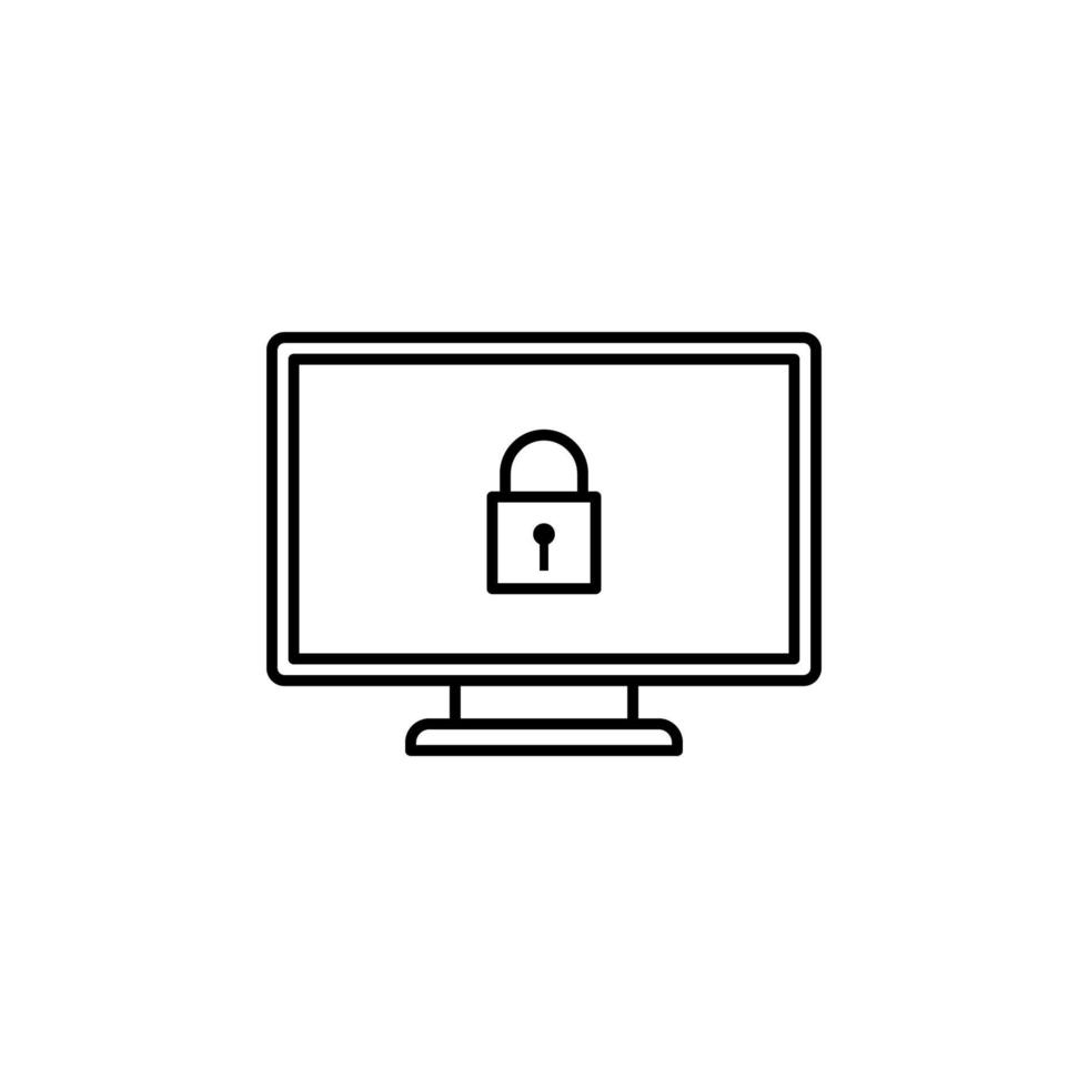 lock on the monitor vector icon illustration