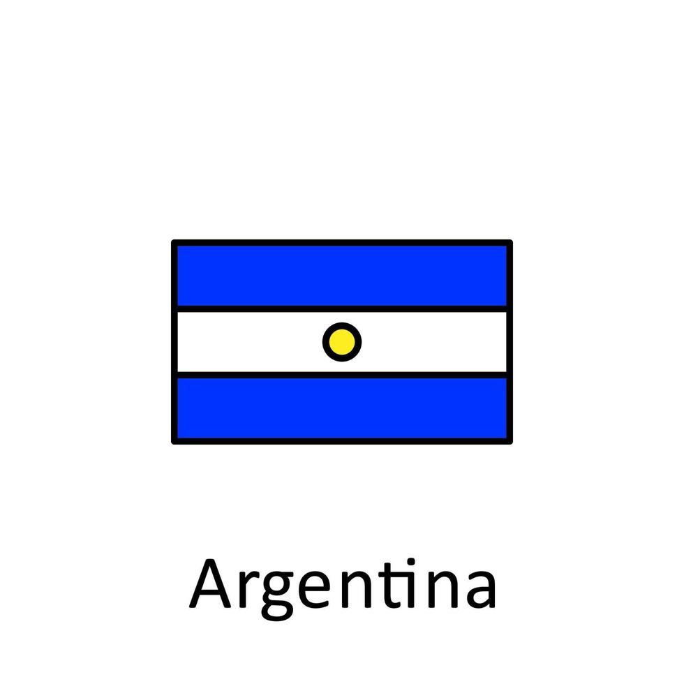 nacional bandera de argentina en sencillo colores con nombre vector icono ilustración