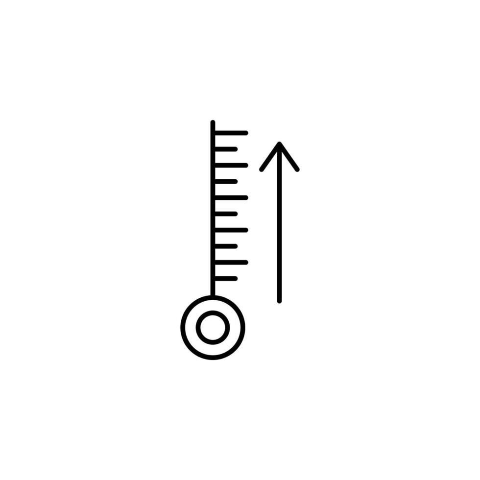 Thermometer, high temperature outline vector icon illustration