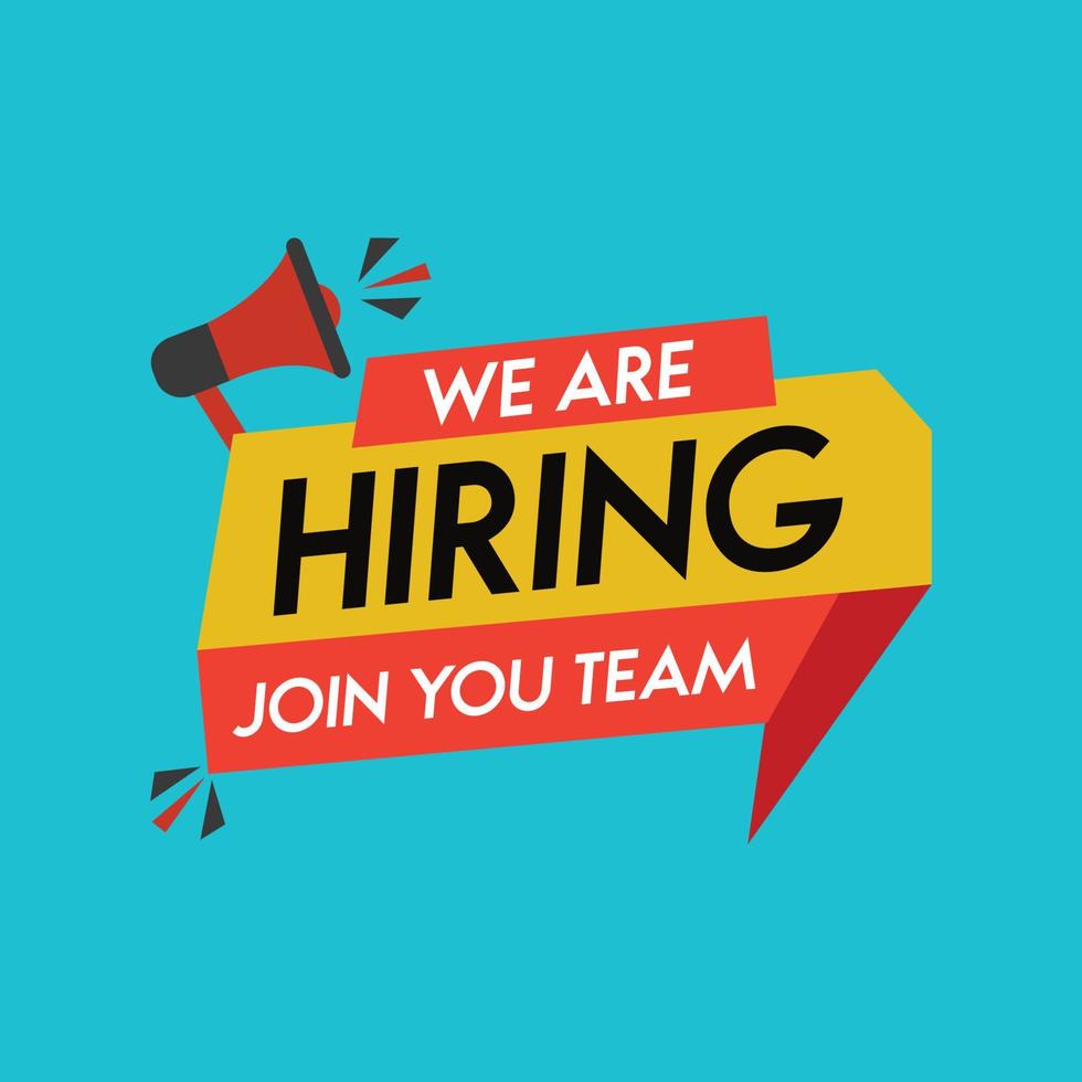 We are hiring, join our team lettering with abstract frame.Banner for business, marketing and advertising..eps vector
