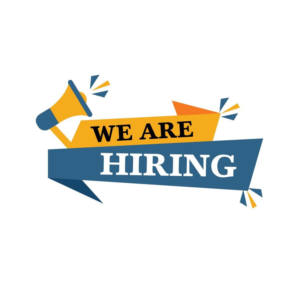 We're Hiring communication Banner Template.Job Vacancy Advertisement Concept on whaite background. vector