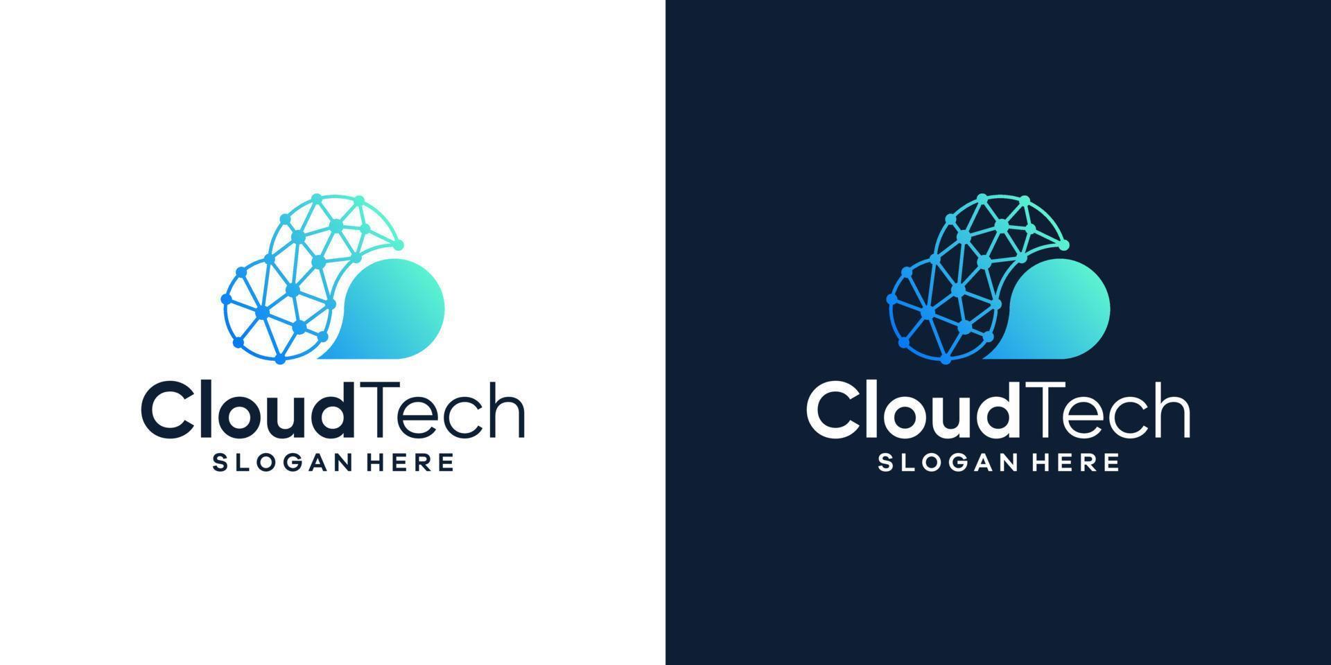 Cloud tech logo design template with technology connection design vector illustration. Symbol, icon, creative.