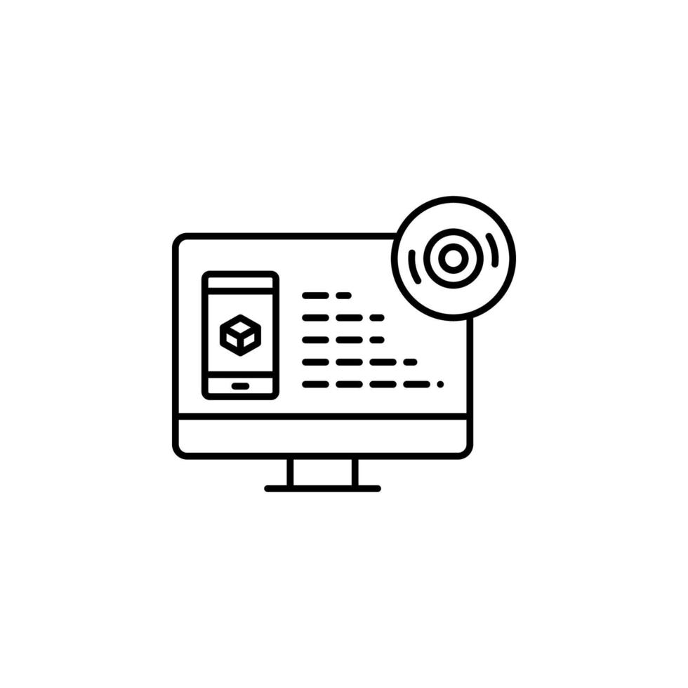 Augmented reality, mobile, disk vector icon illustration