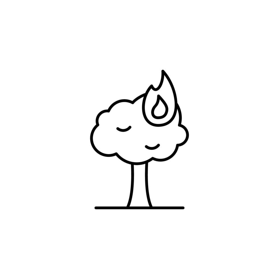 Burning tree, firefighter vector icon illustration