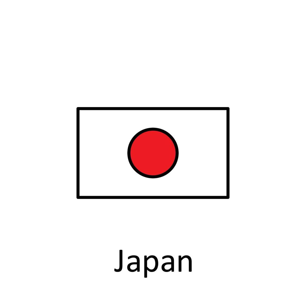 National flag of Japan in simple colors with name vector icon illustration