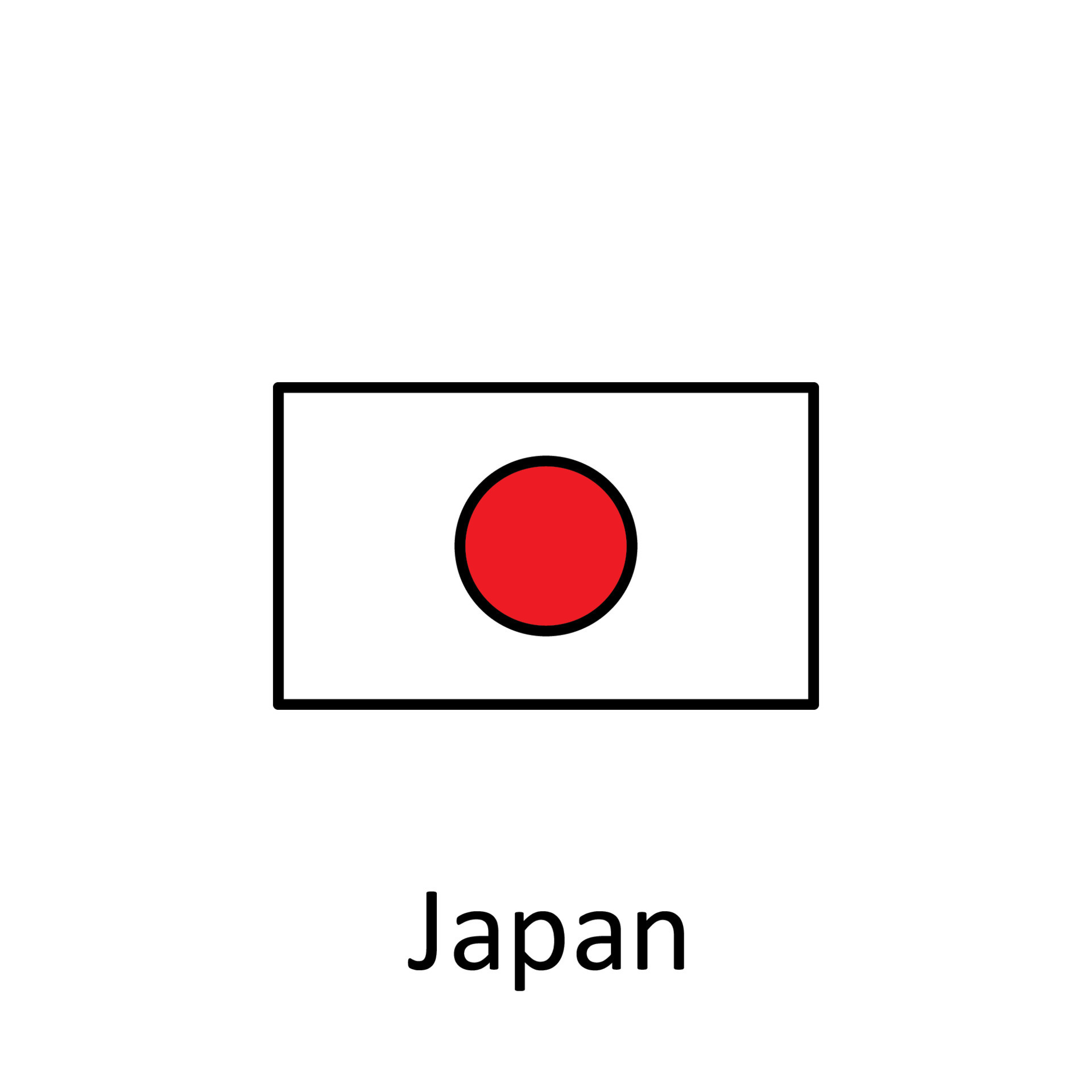nacional bandera de Japón en sencillo colores con nombre vector icono