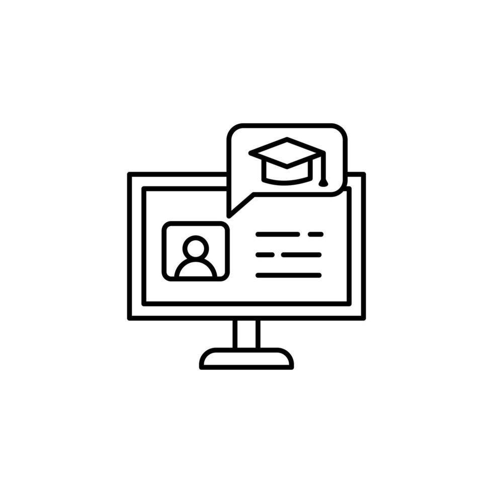 Distance learning computer school vector icon illustration