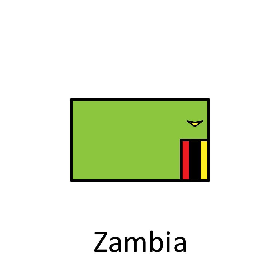 National flag of Zambia in simple colors with name vector icon illustration