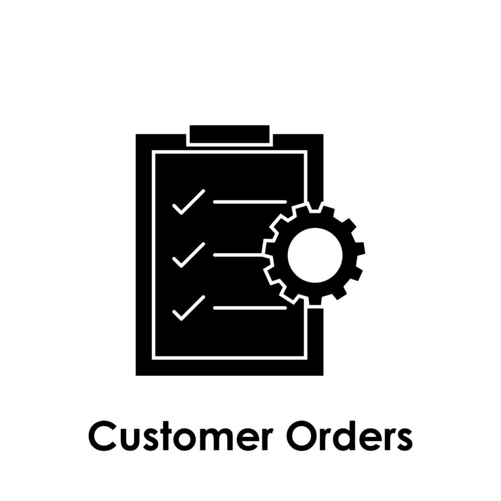 paper, gear, customer orders, check vector icon illustration