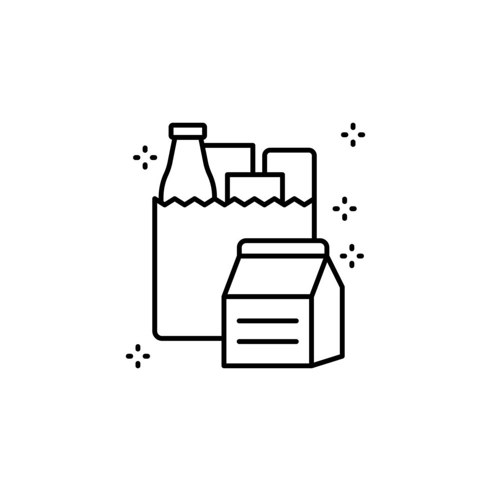 Paper bag products bottle milk vector icon illustration