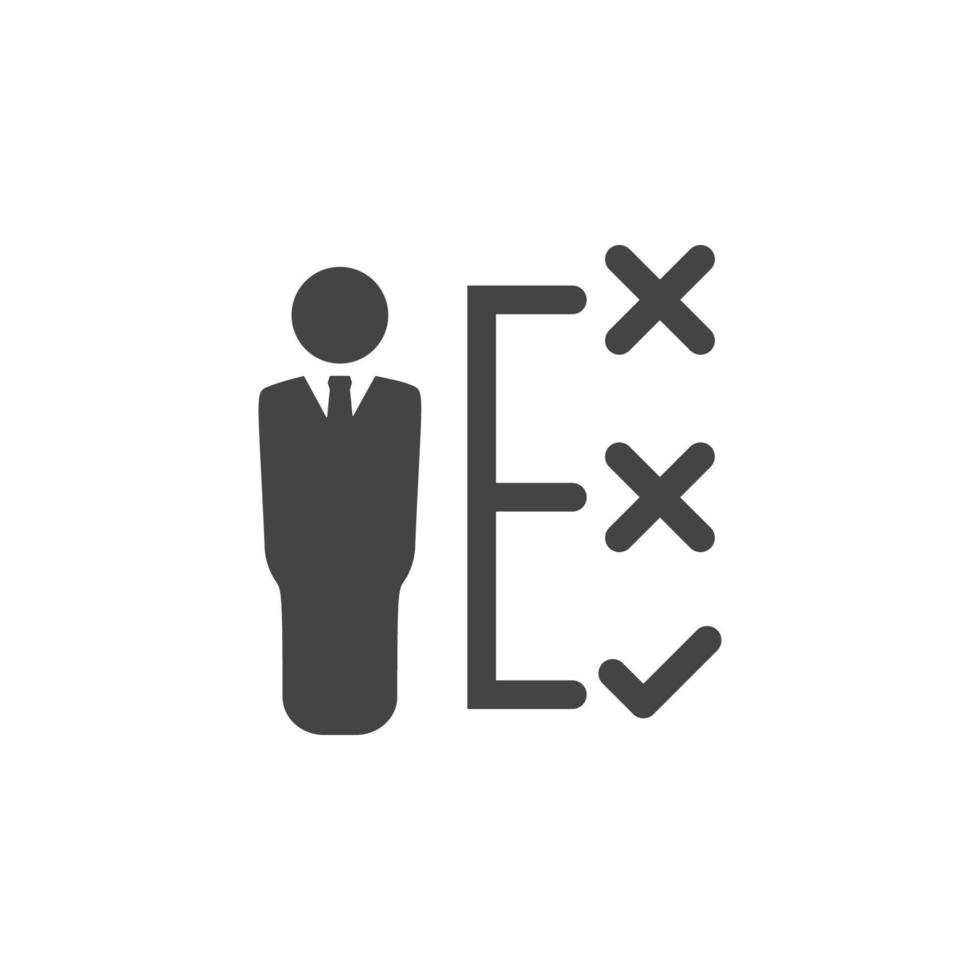 man, check, cross vector icon illustration