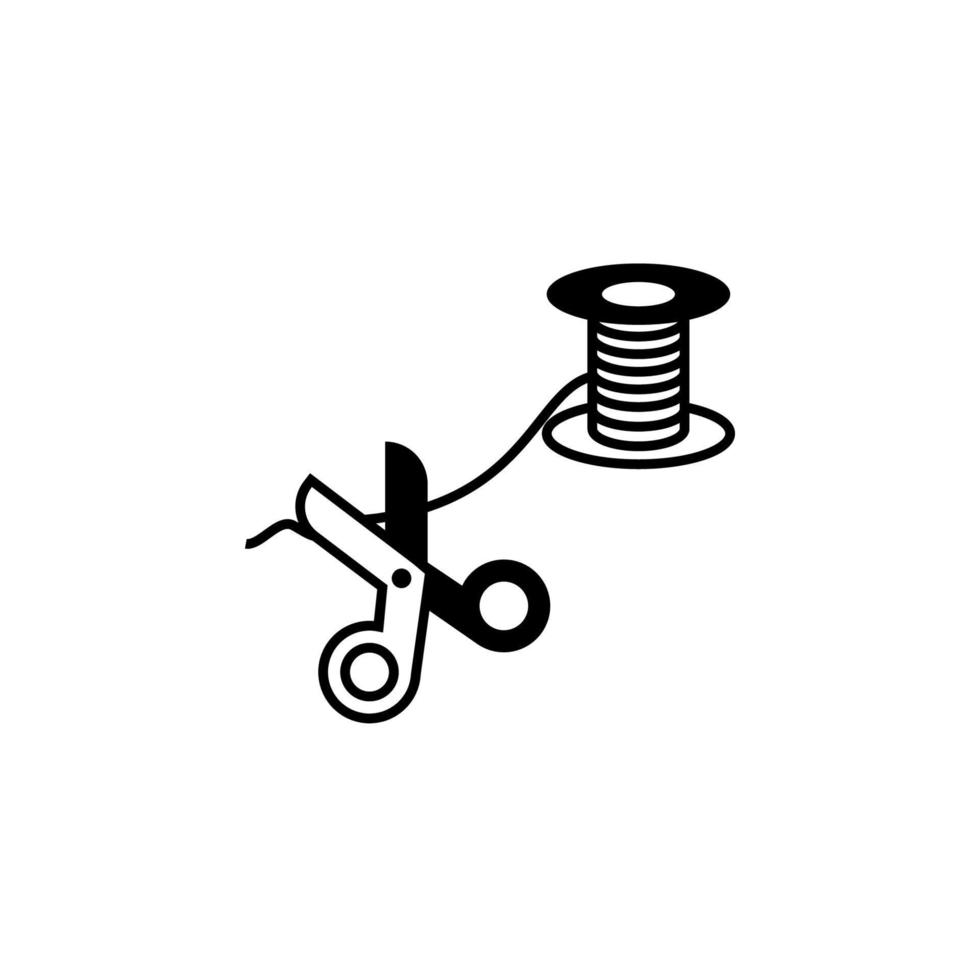 scissors, thread vector icon illustration