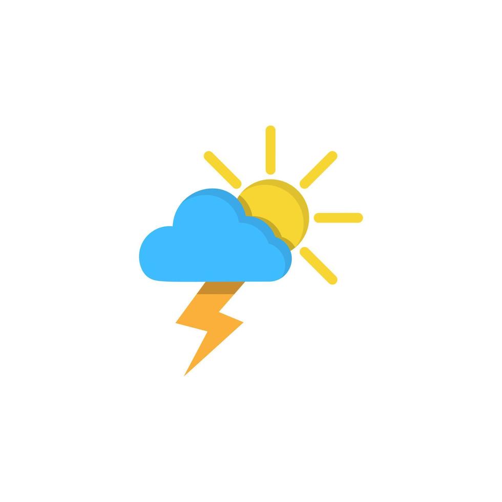 Cloud sun lightning vector icon illustration