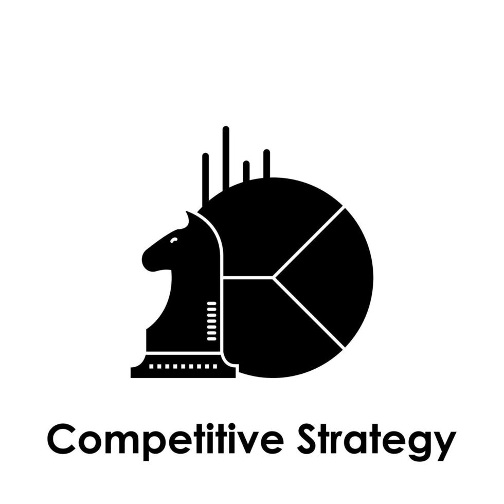 horse, pie, competitive strategy vector icon illustration
