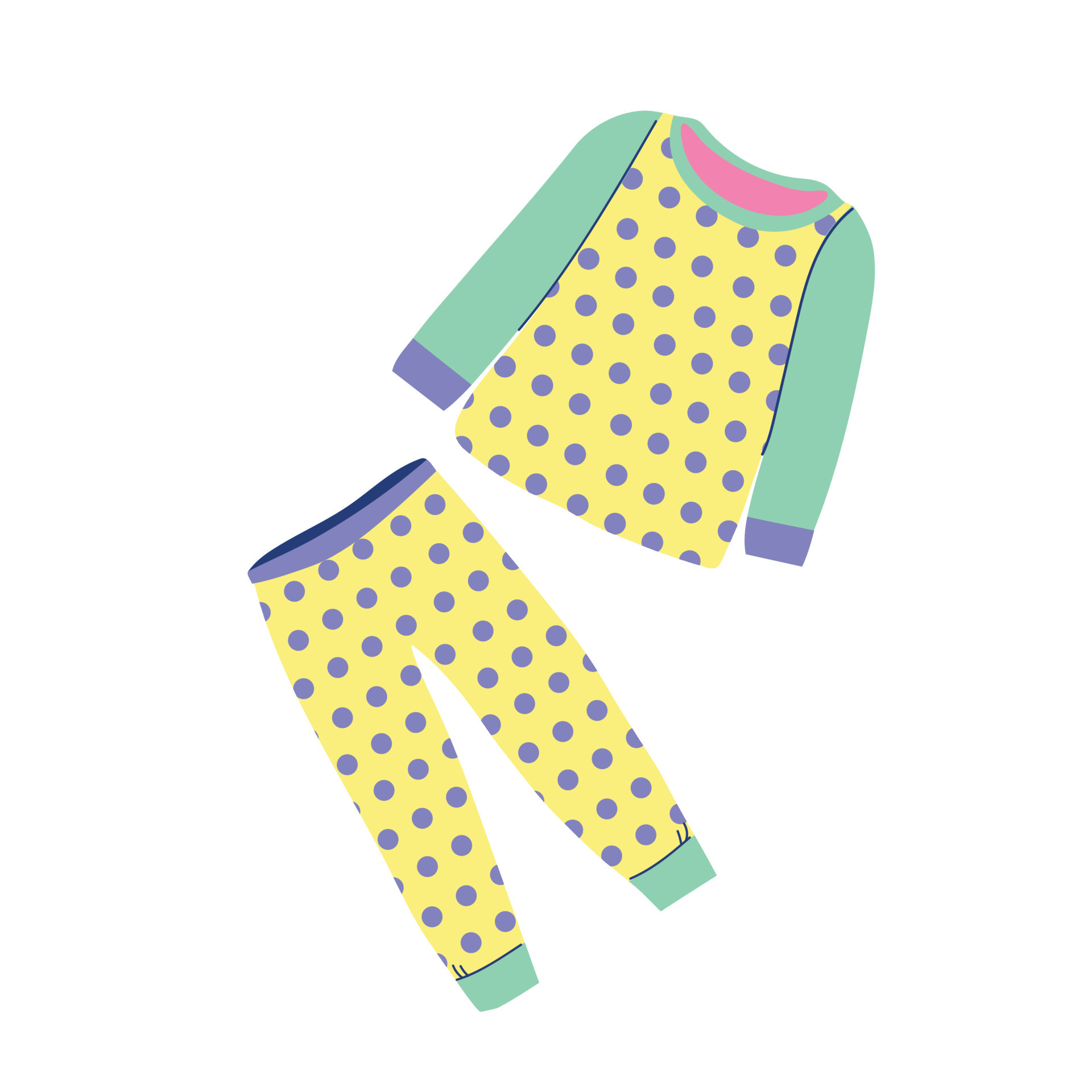 Cute pajama set for girls. Textile nightwear for children. Vector