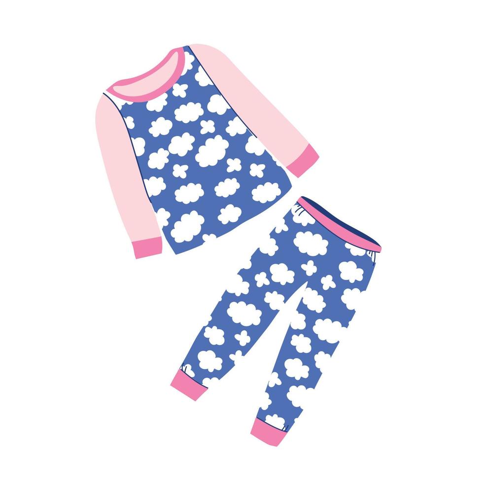 linda pijama conjunto para chicas. textil ropa de dormir para niños. vector color ilustración aislado en blanco antecedentes.