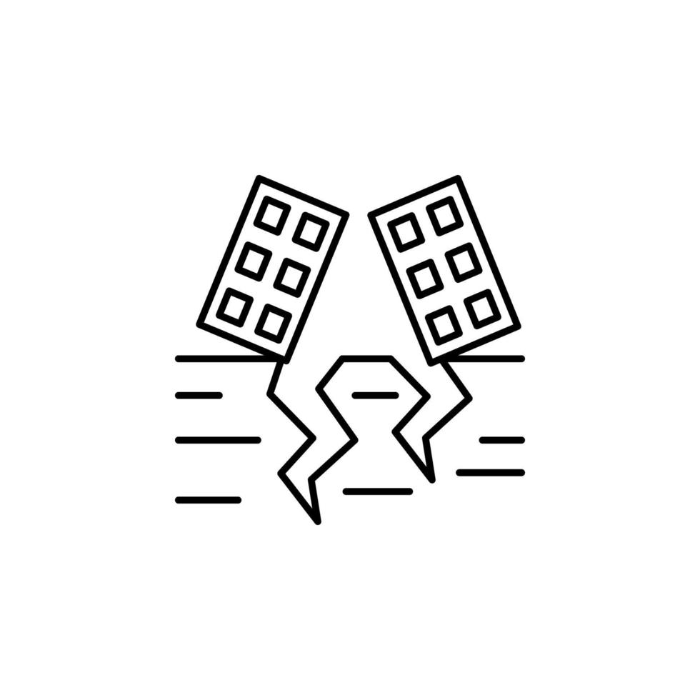 Buildings, fault, abyss vector icon illustration