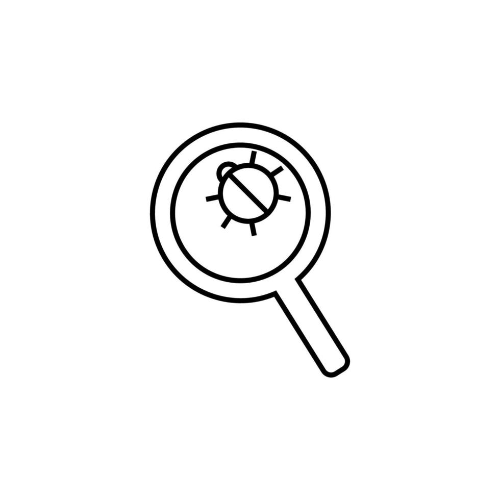 beetle under a magnifying glass vector icon illustration