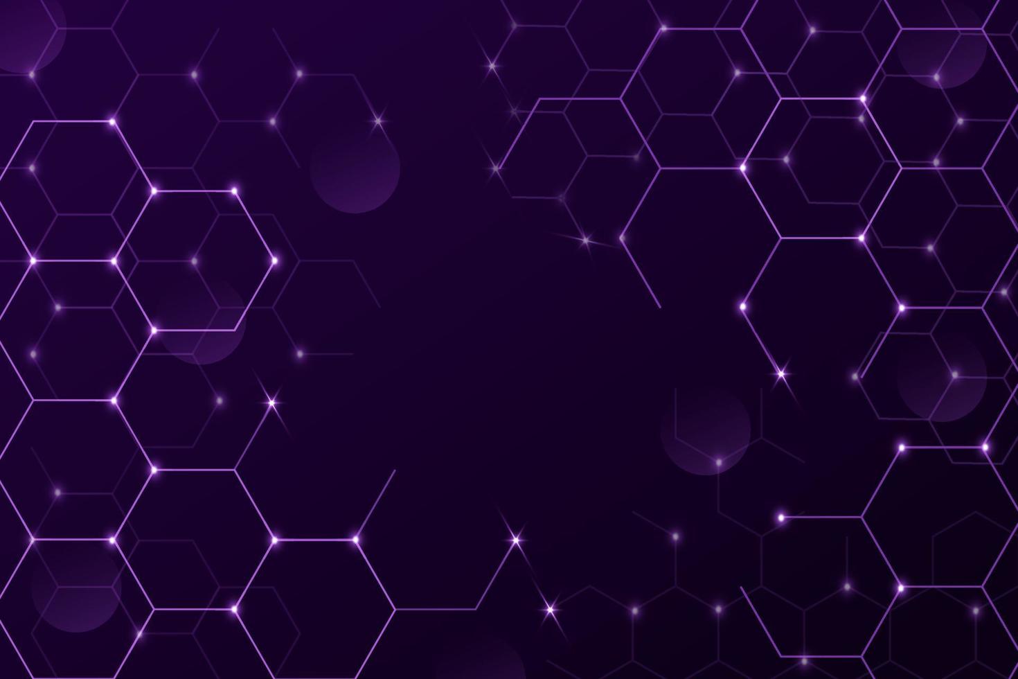 Abstract molecules on a purple background. Molecular structures or DNA chain, neural network, genetic engineering. vector