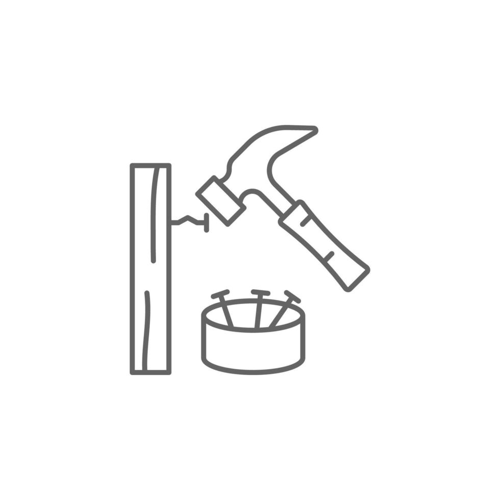 Carpentry, hammering line vector icon illustration