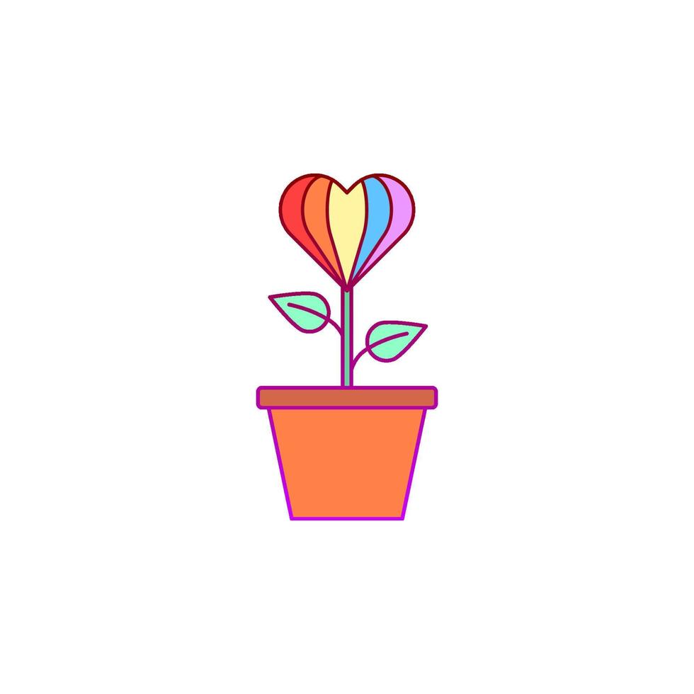 Plant, love, rainbow, pride vector icon illustration