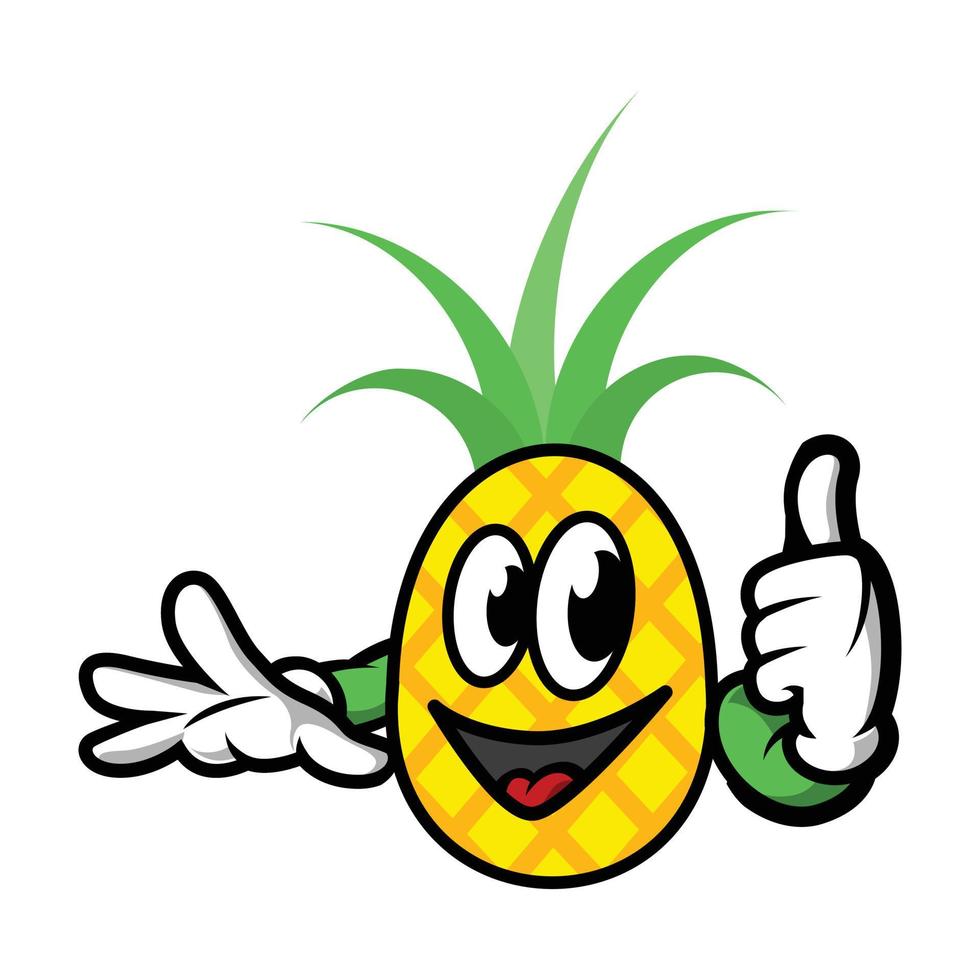 Happy Cartoon pineapple giving thumbs up clip art icon design vector illustration