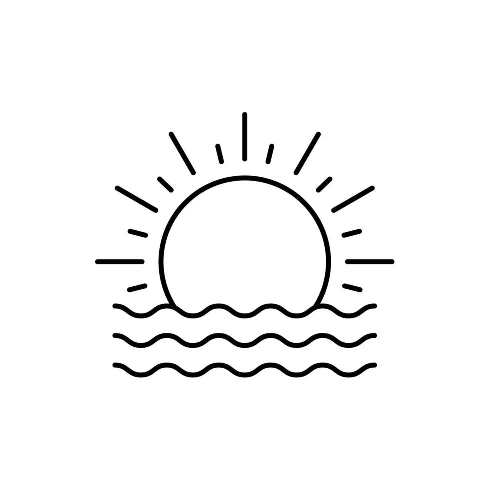 Sunset, sea, travel vector icon illustration