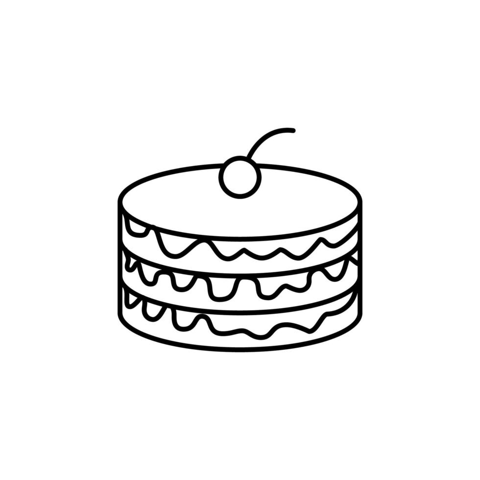cake with cherry vector icon illustration
