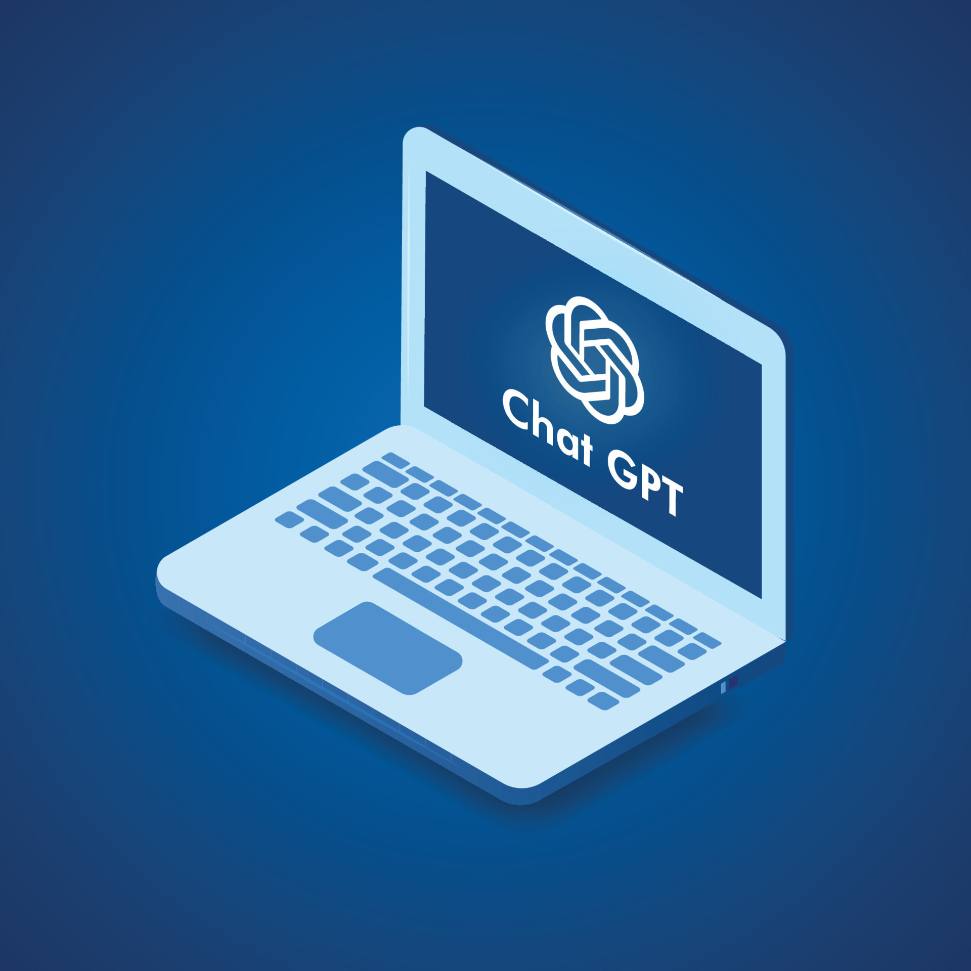 Chat GPT conversation method illustrations in laptop. Artificial
