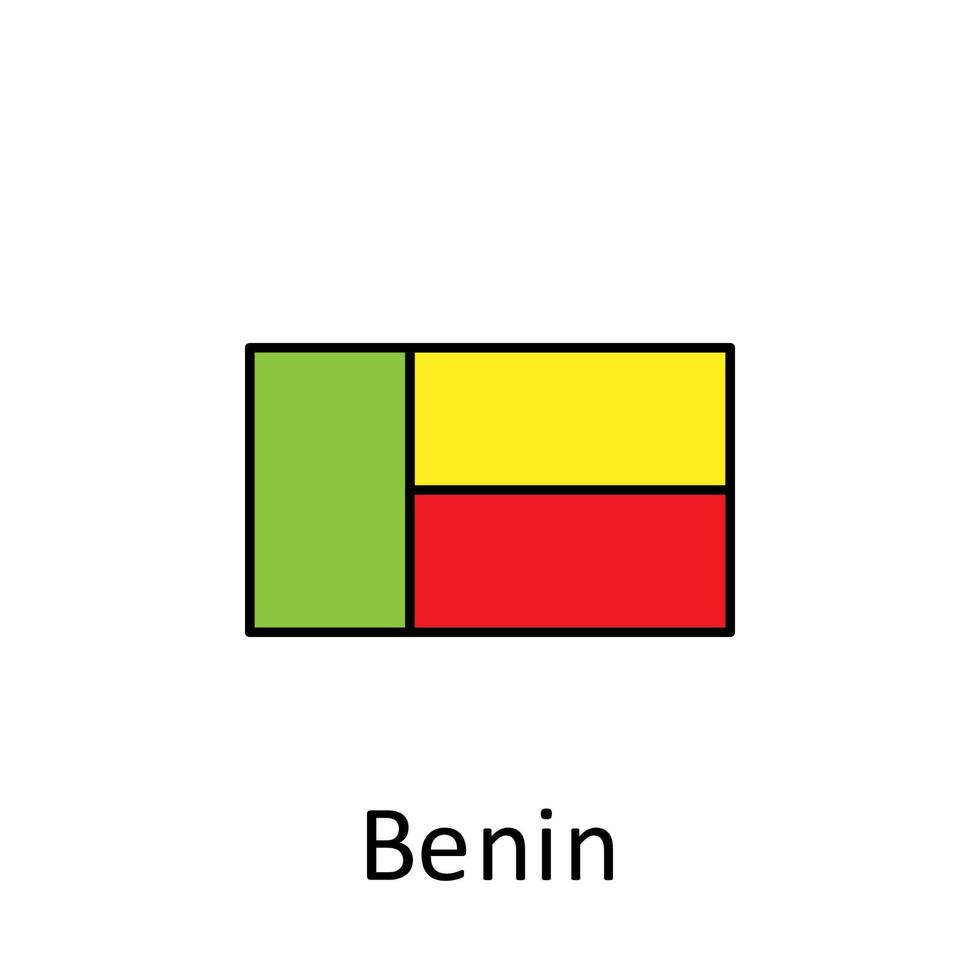 nacional bandera de benin en sencillo colores con nombre vector icono ilustración